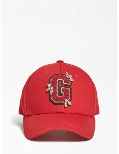 Gorra roja logo brillos