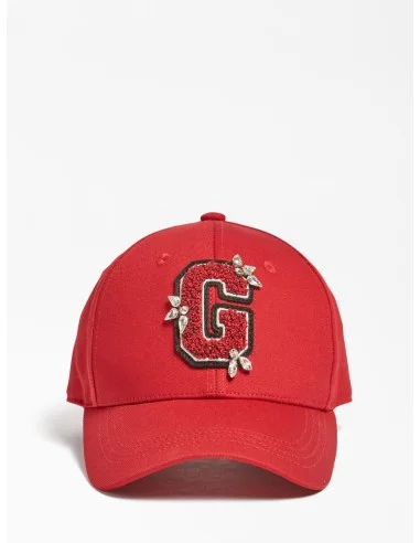 Gorra roja logo brillos